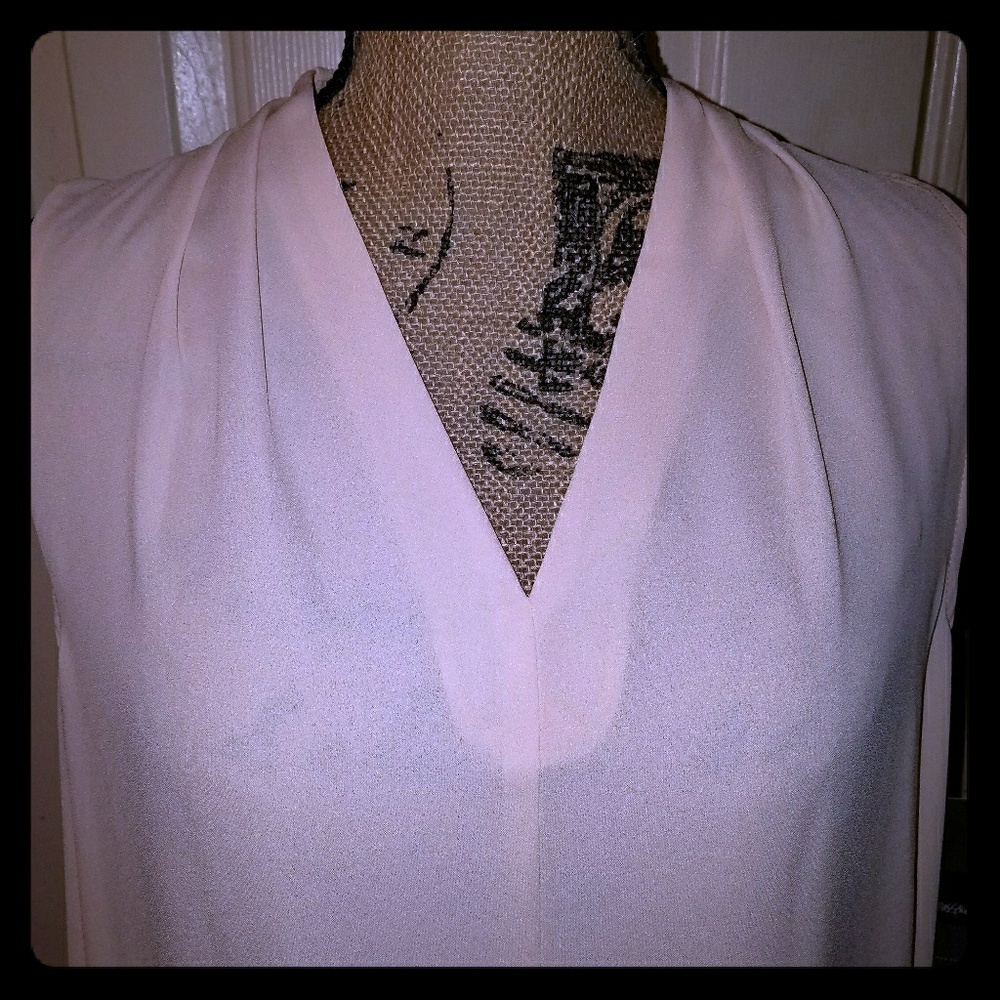 Soft Pink Sleeveless V neck Blouse